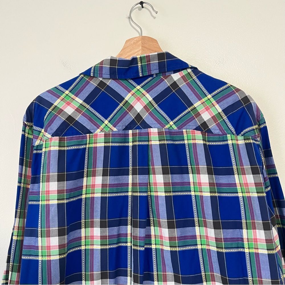 Talbots 100% Cotton Plaid Button Up Shirt Long Sleeve Plus Size 3X Blue Green - Picture 6 of 7